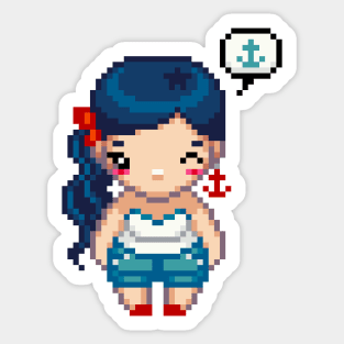 Hello Sailor Pixel Art Girl Sticker